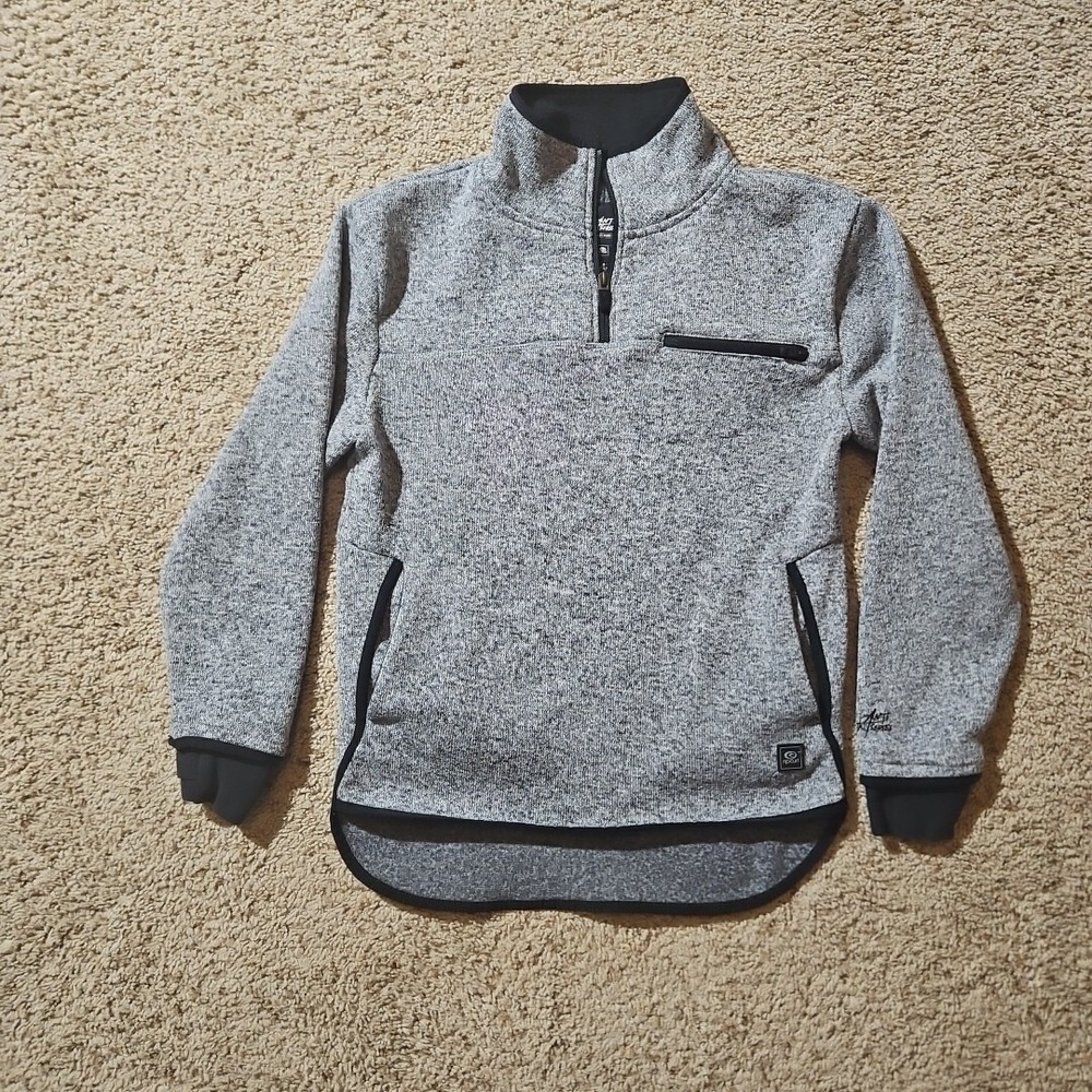 Rip Curl Anti Series‎ Sweater Womens Small Knit Jumper Grey 1/4 Zip 3 Pockets